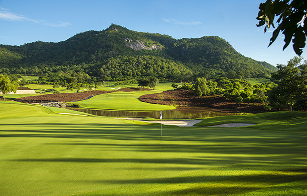 The 8th green at Black Mountain Golf Club in Hua Hin
